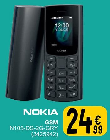 Promoties Nokia gsm n105-ds-2g-gry - Nokia - Geldig van 19/03/2024 tot 30/03/2024 bij Cora