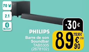 Promoties Philips barre de son soundbar tab5305 - Philips - Geldig van 19/03/2024 tot 30/03/2024 bij Cora