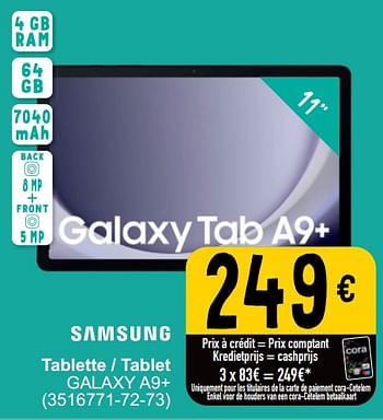 Promoties Samsung tablette - tablet galaxy a9+ - Samsung - Geldig van 19/03/2024 tot 30/03/2024 bij Cora