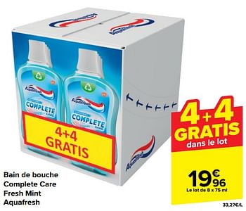 Promoties Bain de bouche complete care fresh mint aquafresh - Aquafresh - Geldig van 20/03/2024 tot 02/04/2024 bij Carrefour