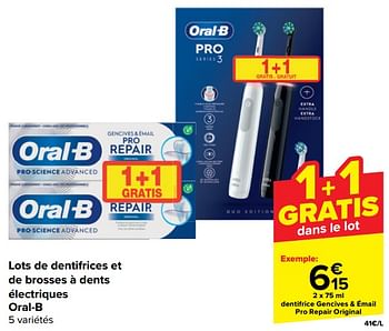 Promotions Dentifrice gencives + émail pro repair original - Oral-B - Valide de 20/03/2024 à 02/04/2024 chez Carrefour