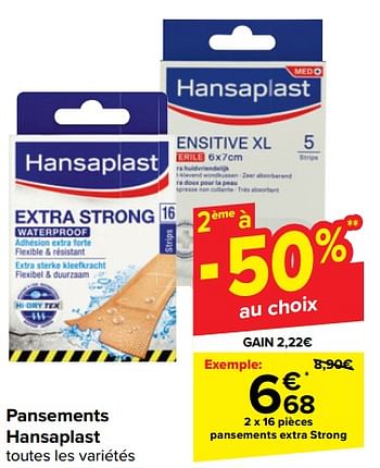 Promoties Pansements extra strong - Hansaplast - Geldig van 20/03/2024 tot 02/04/2024 bij Carrefour