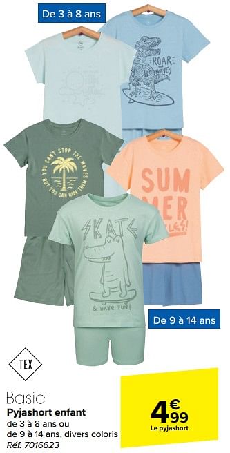 Promoties Pyjashort enfant - Basic Baby - Geldig van 20/03/2024 tot 02/04/2024 bij Carrefour