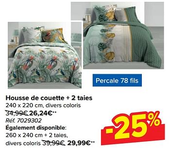 Promoties Housse de couette + 2 taies - Huismerk - Carrefour  - Geldig van 20/03/2024 tot 02/04/2024 bij Carrefour
