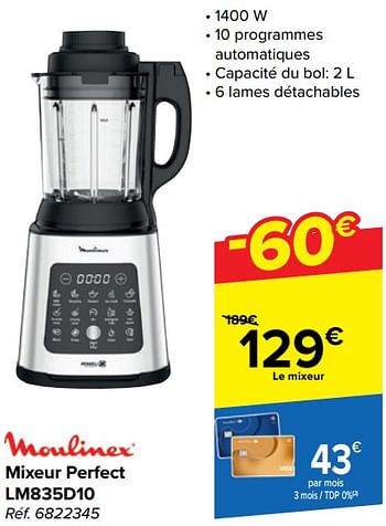 Promoties Moulinex mixeur perfect lm835d10 - Moulinex - Geldig van 20/03/2024 tot 02/04/2024 bij Carrefour