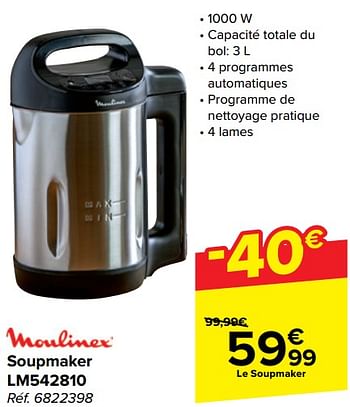Promoties Moulinex soupmaker lm542810 - Moulinex - Geldig van 20/03/2024 tot 02/04/2024 bij Carrefour