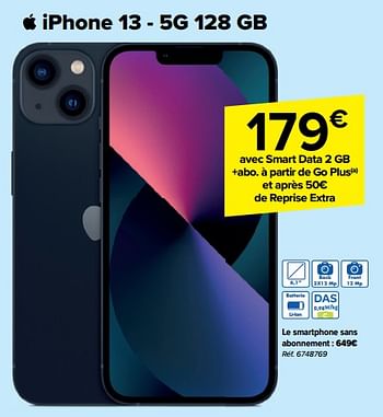 Promotions Apple iphone 13 - 5g 128 gb - Apple - Valide de 20/03/2024 à 02/04/2024 chez Carrefour