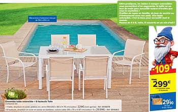 Promotions Ensemble table extensible + 6 fauteuils tello - Produit maison - Carrefour  - Valide de 20/03/2024 à 06/05/2024 chez Carrefour