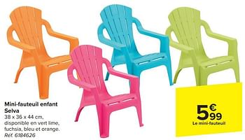 Promoties Mini-fauteuil enfant selva - Huismerk - Carrefour  - Geldig van 20/03/2024 tot 06/05/2024 bij Carrefour