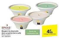 Promotions Bougie à la citronnelle dans un pot en terre cuite - Spaas - Valide de 20/03/2024 à 06/05/2024 chez Carrefour