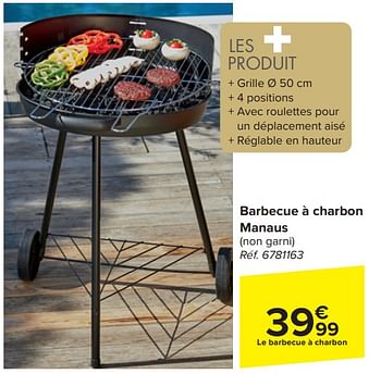 Promoties Barbecue à charbon manaus - Huismerk - Carrefour  - Geldig van 20/03/2024 tot 06/05/2024 bij Carrefour