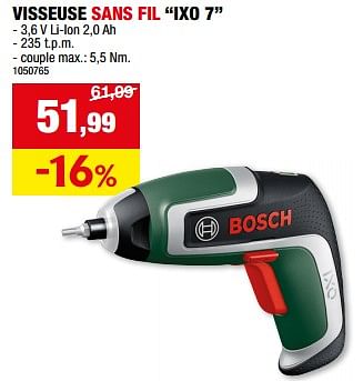 Promotions Bosch visseuse sans fil ixo 7 - Bosch - Valide de 20/03/2024 à 31/03/2024 chez Hubo
