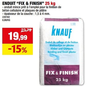 Promoties Enduit fix + finish - Knauf - Geldig van 20/03/2024 tot 31/03/2024 bij Hubo