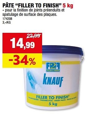 Promotions Pâte filler to finish - Knauf - Valide de 20/03/2024 à 31/03/2024 chez Hubo