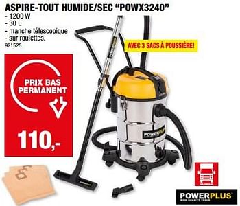 Promotions Powerplus aspire-tout humide-sec powx3240 - Powerplus - Valide de 20/03/2024 à 31/03/2024 chez Hubo