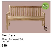 Promotions Banc java - Soho - Valide de 17/02/2024 à 31/08/2024 chez Oh'Green