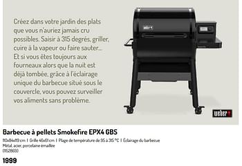 Promoties Barbecue à pellets smokefire epx4 gbs - Weber - Geldig van 17/02/2024 tot 31/08/2024 bij Oh'Green