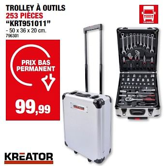 Promoties Trolley à outils 253 pièces krt951011 - Kreator - Geldig van 20/03/2024 tot 31/03/2024 bij Hubo