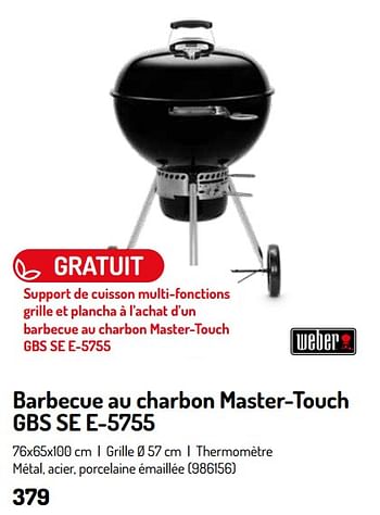 Promoties Barbecue au charbon master-touch gbs se e-5755 weber - Weber - Geldig van 17/02/2024 tot 31/08/2024 bij Oh'Green