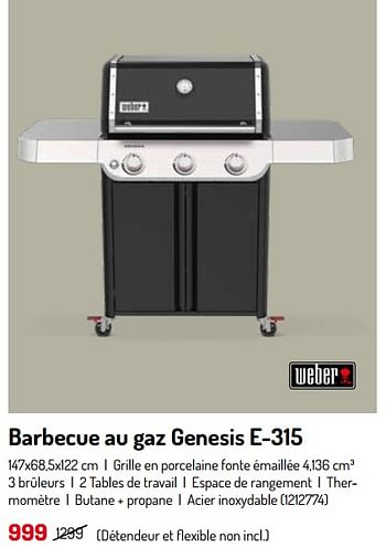 Promoties Barbecue au gaz genesis e-315 - Weber - Geldig van 17/02/2024 tot 31/08/2024 bij Oh'Green