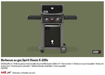 Promoties Barbecue au gaz spirit classic e-220s - Weber - Geldig van 17/02/2024 tot 31/08/2024 bij Oh'Green