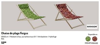 Promoties Chaise de plage fergus - Madison - Geldig van 17/02/2024 tot 31/08/2024 bij Oh'Green