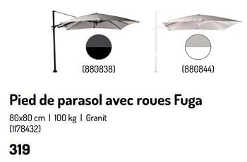 Promoties Pied de parasol avec roues fuga - Huismerk - Oh'Green - Geldig van 17/02/2024 tot 31/08/2024 bij Oh'Green