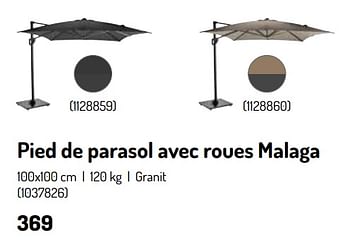 Promotions Pied de parasol avec roues malaga - Produit Maison - Oh'Green - Valide de 17/02/2024 à 31/08/2024 chez Oh'Green