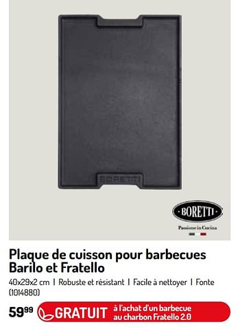 Promoties Plaque de cuisson pour barbecues barilo et fratello - Boretti - Geldig van 17/02/2024 tot 31/08/2024 bij Oh'Green