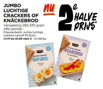 Promoties Jumbo luchtige crackers of knäckebrod - Huismerk - Jumbo - Geldig van 27/03/2024 tot 02/04/2024 bij Jumbo