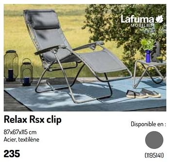 Promotions Relax rsx clip - Lafuma - Valide de 17/02/2024 à 31/08/2024 chez Oh'Green