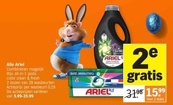 Promoties Ariel all-in-1 pods color clean + fresh - Ariel - Geldig van 25/03/2024 tot 01/04/2024 bij Albert Heijn