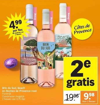Promoties Brin du sud, beach en roches de provence rosé - Rosé wijnen - Geldig van 25/03/2024 tot 01/04/2024 bij Albert Heijn