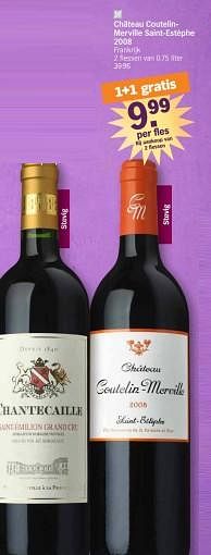 Promotions Chateau coutelin-merville saint-estephe 2008 - Vins rouges - Valide de 25/03/2024 à 01/04/2024 chez Albert Heijn