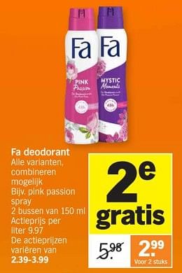 Promoties Fa deodorant pink passion spray - Fa - Geldig van 25/03/2024 tot 01/04/2024 bij Albert Heijn