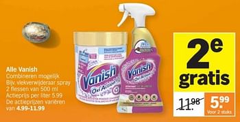 Promotions Vlekverwijderaar spray - Vanish - Valide de 25/03/2024 à 01/04/2024 chez Albert Heijn