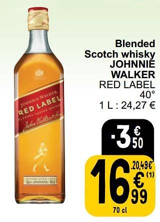 Promoties Blended scotch whisky johnnie walker red label - Johnnie Walker - Geldig van 26/03/2024 tot 30/03/2024 bij Cora