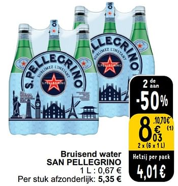 Promotions Bruisend water san pellegrino - San Pellegrino - Valide de 26/03/2024 à 30/03/2024 chez Cora
