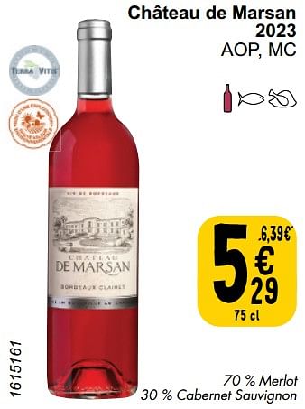 Promoties Château de marsan 2023 - Rosé wijnen - Geldig van 26/03/2024 tot 30/03/2024 bij Cora