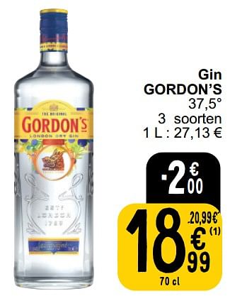 Promotions Gin gordon’s - Gordon's - Valide de 26/03/2024 à 30/03/2024 chez Cora