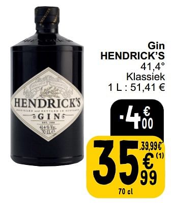 Promoties Gin hendrick’s - Hendrick's - Geldig van 26/03/2024 tot 30/03/2024 bij Cora