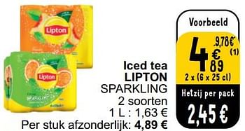 Promoties Iced tea lipton sparkling - Lipton - Geldig van 26/03/2024 tot 30/03/2024 bij Cora