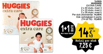Promotions Luiers huggies extra care - Huggies - Valide de 26/03/2024 à 30/03/2024 chez Cora