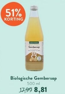 Promotions Biologische gembersap - Produit maison - Holland & Barrett - Valide de 18/03/2024 à 14/04/2024 chez Holland & Barret