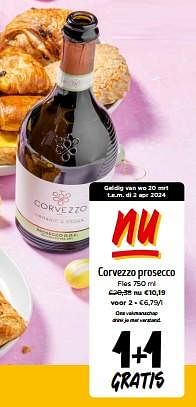 Promotions Corvezzo prosecco - Mousseux - Valide de 16/03/2024 à 02/04/2024 chez Jumbo
