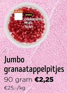 Promotions Jumbo granaatappelpitjes - Produit Maison - Jumbo - Valide de 16/03/2024 à 02/04/2024 chez Jumbo