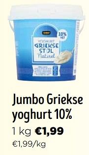 Promotions Jumbo griekse yoghurt - Produit Maison - Jumbo - Valide de 16/03/2024 à 02/04/2024 chez Jumbo