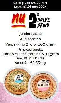 Promoties Jumbo quiche lorraine - Huismerk - Jumbo - Geldig van 16/03/2024 tot 02/04/2024 bij Jumbo