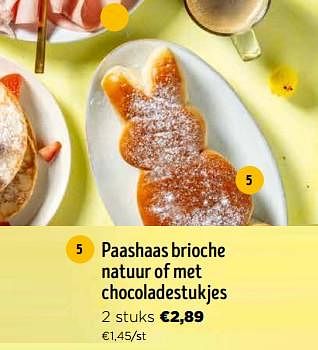 Promotions Paashaas brioche natuur of met chocoladestukjes - Produit Maison - Jumbo - Valide de 16/03/2024 à 02/04/2024 chez Jumbo