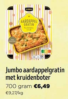 Promoties Jumbo aardappelgratin met kruidenboter - Huismerk - Jumbo - Geldig van 16/03/2024 tot 02/04/2024 bij Jumbo